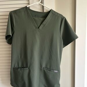 Figs Forest Green V-Neck Scrub Top and Kade Cargo Bottom